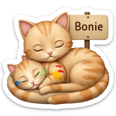 Sleeping beige kitten avec un texte qui dit « Bonne nuit » sticker