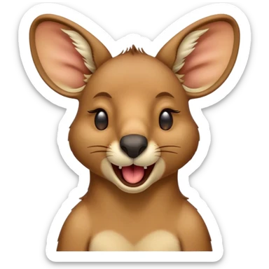 Cinematic Realistic Cute Yawning Kangaroo Portrait Emoji, Head tilted slightly with a dramatic, wide-open yawn, showcasing a soft, textured tawny coat with gently drooping ears and half-closed, drowsy eyes, rendered in exquisite natural detail, high shine, relaxed yet expressive, styled with a dash of rustic charm, soft glowing outline, capturing the essence of a sleepy yet affectionate kangaroo that appears ready to stretch out and settle into a peaceful nap! sticker