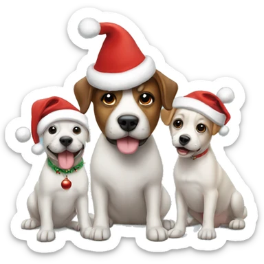 3 dogs with a Christmas hat on sticker