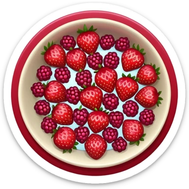 bowl solo de frutos rojos: fresas, moras, frambuesas. con vista desde arriba sticker