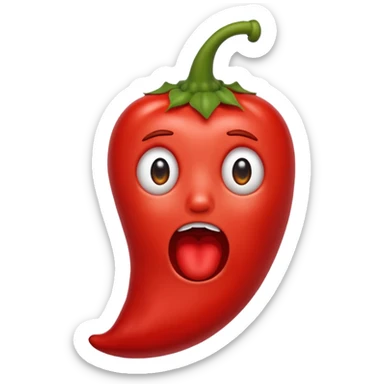 un piment qui pleure, yeux brillants, bouche tremblante sticker