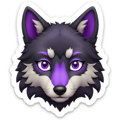 Loup noir et violet sticker