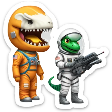 astronaut, t-rex and toy solider sticker