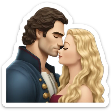 Henry Cavill kissing blond woman with very very long wavy hair sticker