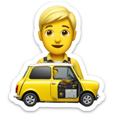 Electrician in a yellow mini cooper sticker
