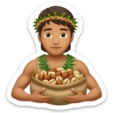Native Hawaii man holding a sack of nuts sticker