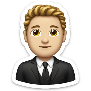 Man with black suit gold chain brown hair hazel green eyes white skin  sticker