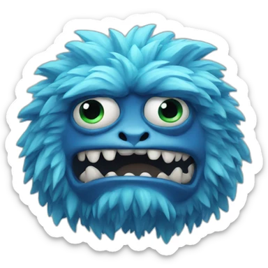 blue serious active monster sticker