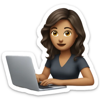 Brunette working on laptop sticker