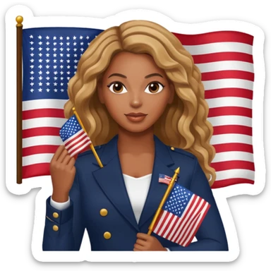 Beyonce with american flag sticker