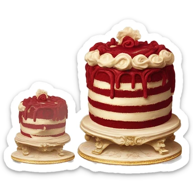highly detailed vintage rococo red velvet cake sticker