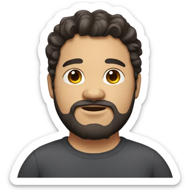 Chubby guy with dark wavy hair. Medium skin with beard sticker