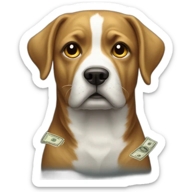 Rich dog money rain sticker