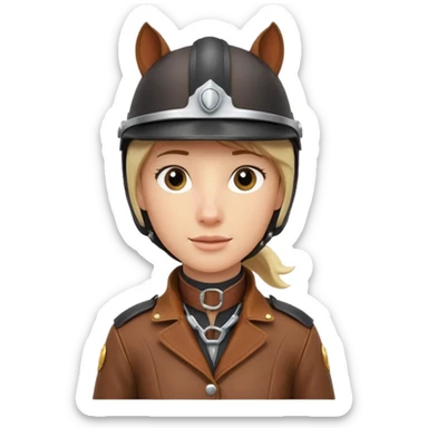horse rider portrait, head and shoulders only, wearing riding helmet, leather jacket collar, confident expression, subtle horse tack strap visible, 3D cartoon, mobile game icon style, clean background, no text, no watermark
 sticker