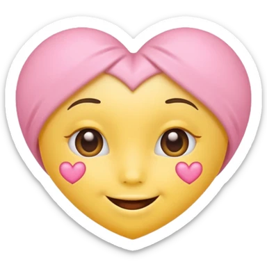 cute emoji, heart eyes, playful grin, pastel pink and yellow, no background sticker