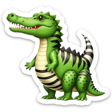 Combine a crocodile and a zebra into a crocodile with zebra colour sticker