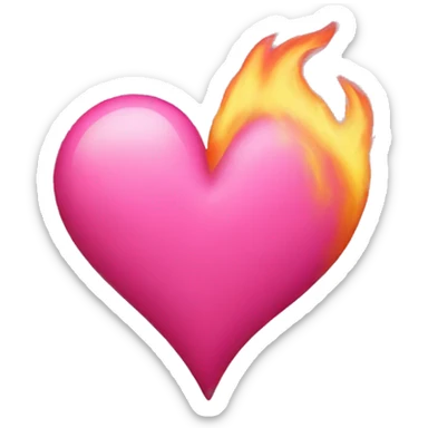pink heart fire sticker