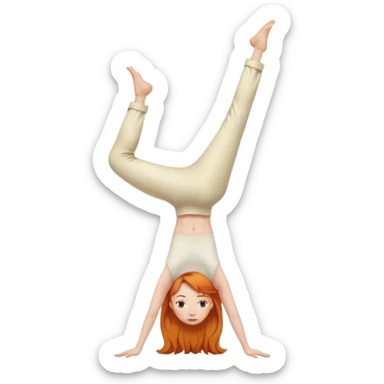 Ginger Girl one head side view handstand two legs in cream pants sticker