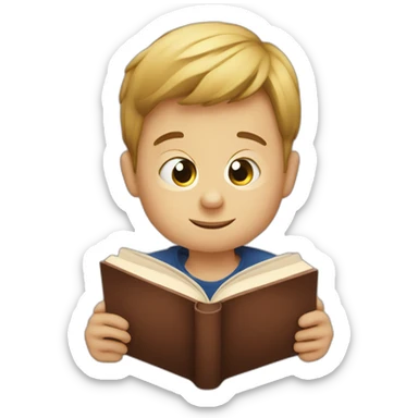 european boy reads a book sticker