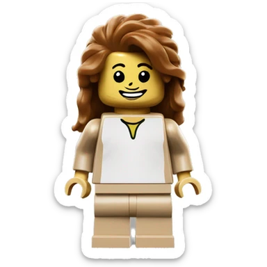 Lego minifig smile brown flip hair  sticker