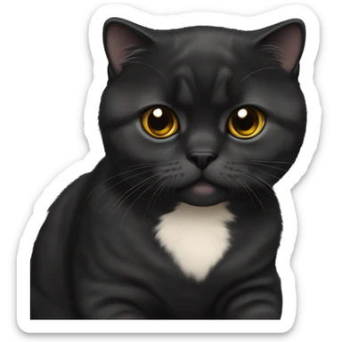 total black scottish fold cat sticker