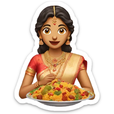 indian bride eating food  sticker