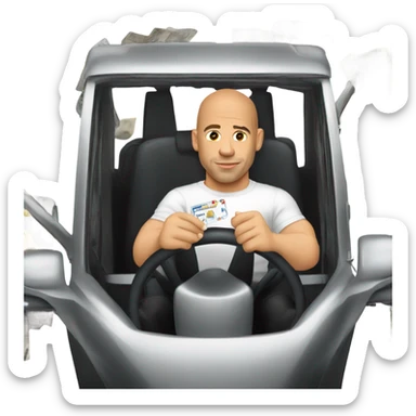 Vin diesel driving a card sticker