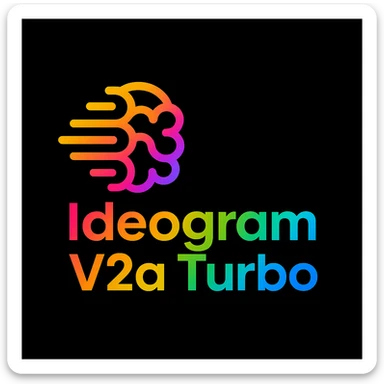 make a colorful text of "Ideogram V2a Turbo", black background, add this logo too sticker