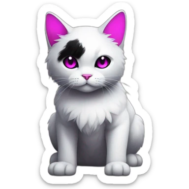 Gundam cat with black furr and magenta eyes, sitting on the floor sticker