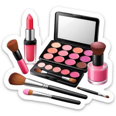make up set with make up brushes, lip gloss and blush sticker