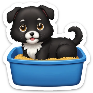 dog in litter box for cats sticker