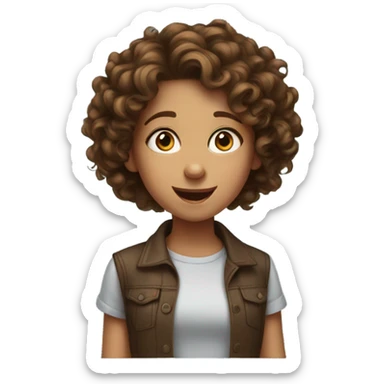 Girl with brown curly hair amazed sticker