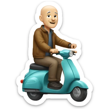 Old bald Man on a scooter sticker