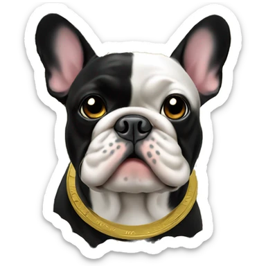 Black-and-tan French bulldog on gold coins   sticker