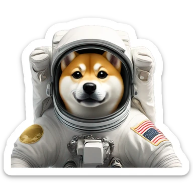 Shiba dog in astronaut costume on moon sticker