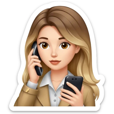 balage hair  woman calling on cell phone sticker