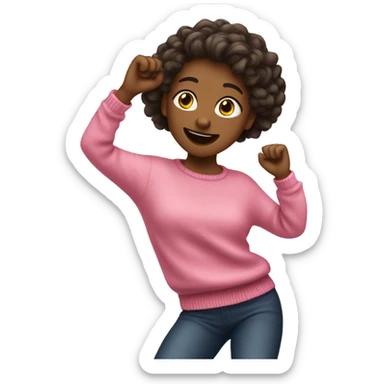 Girl in pink sweater dancing sticker