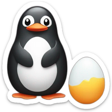 Pingu and a chikie in and egg sticker