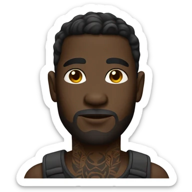 dark-skinned male with tattoo sticker