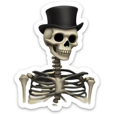 Skeleton with black rose sticker