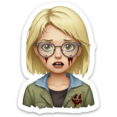 apple zombie emoji girl blonde with glasses sticker