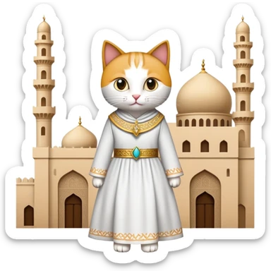 Un gato vestido de musulmán en la mecca sticker