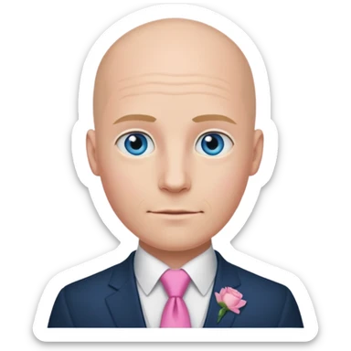 Bald blue eyed groom  with  pink tye  sticker