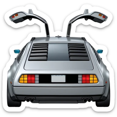 Silver DMC 12 Delorean backview sticker