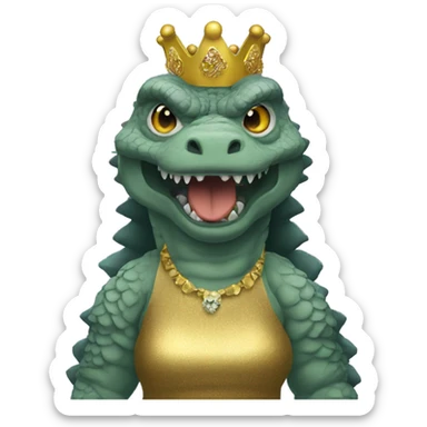 Godzilla dressed as a queen sticker