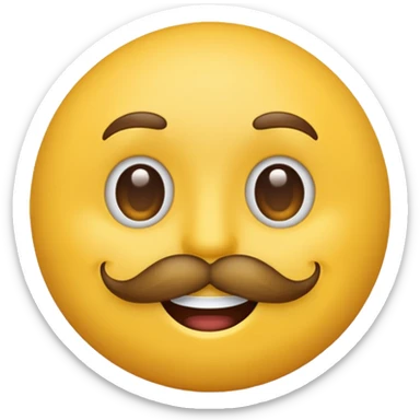 Yellow emoji with a mustache  sticker