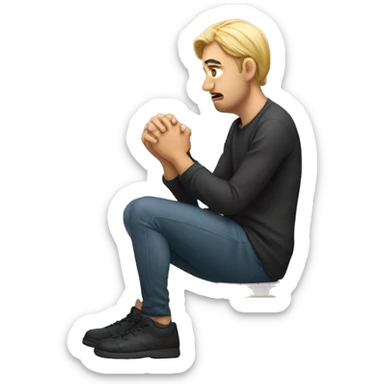 Person on one knee looking defeated  sticker