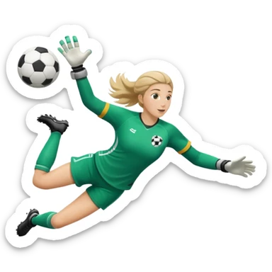 make a girl goalie diving through the air with a soccer ball in her hands sticker