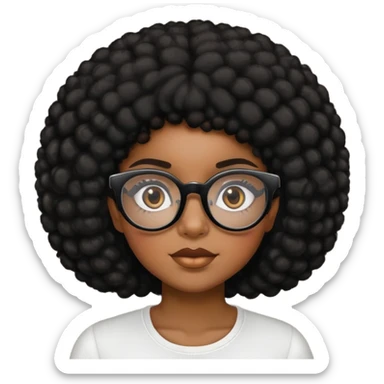 Black girl with brown with thick eyeglasses and black fro  sticker