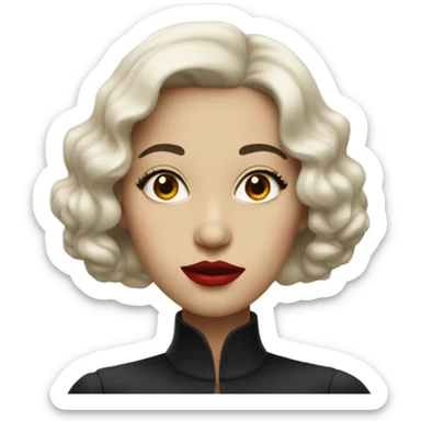 monochrome portrait with red lipstick sticker